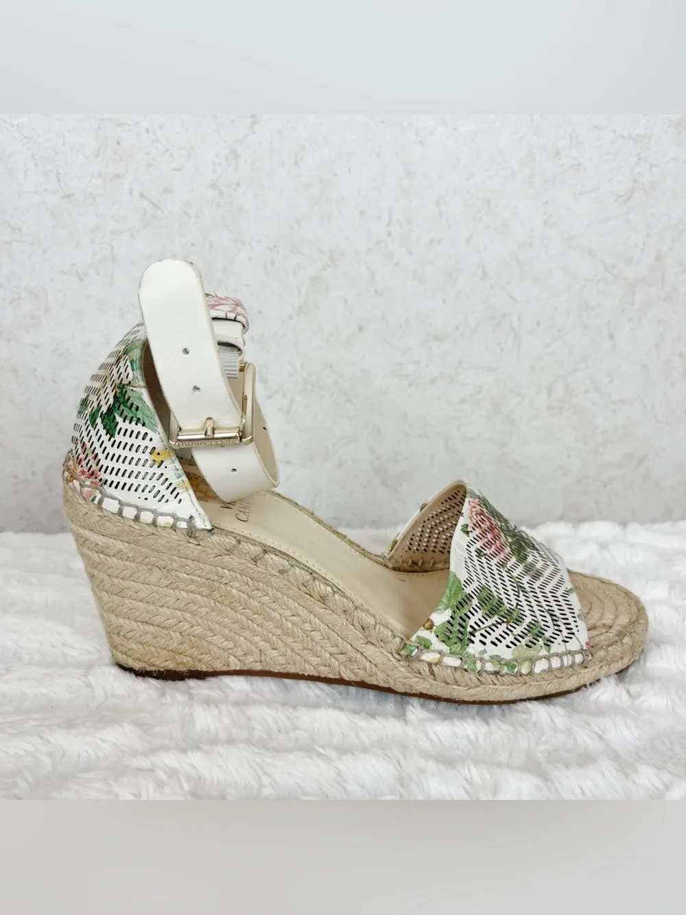 Vince Camuto Leerata Floral Espadrille Wedges 8.5 Garden Botanical Cottagecore